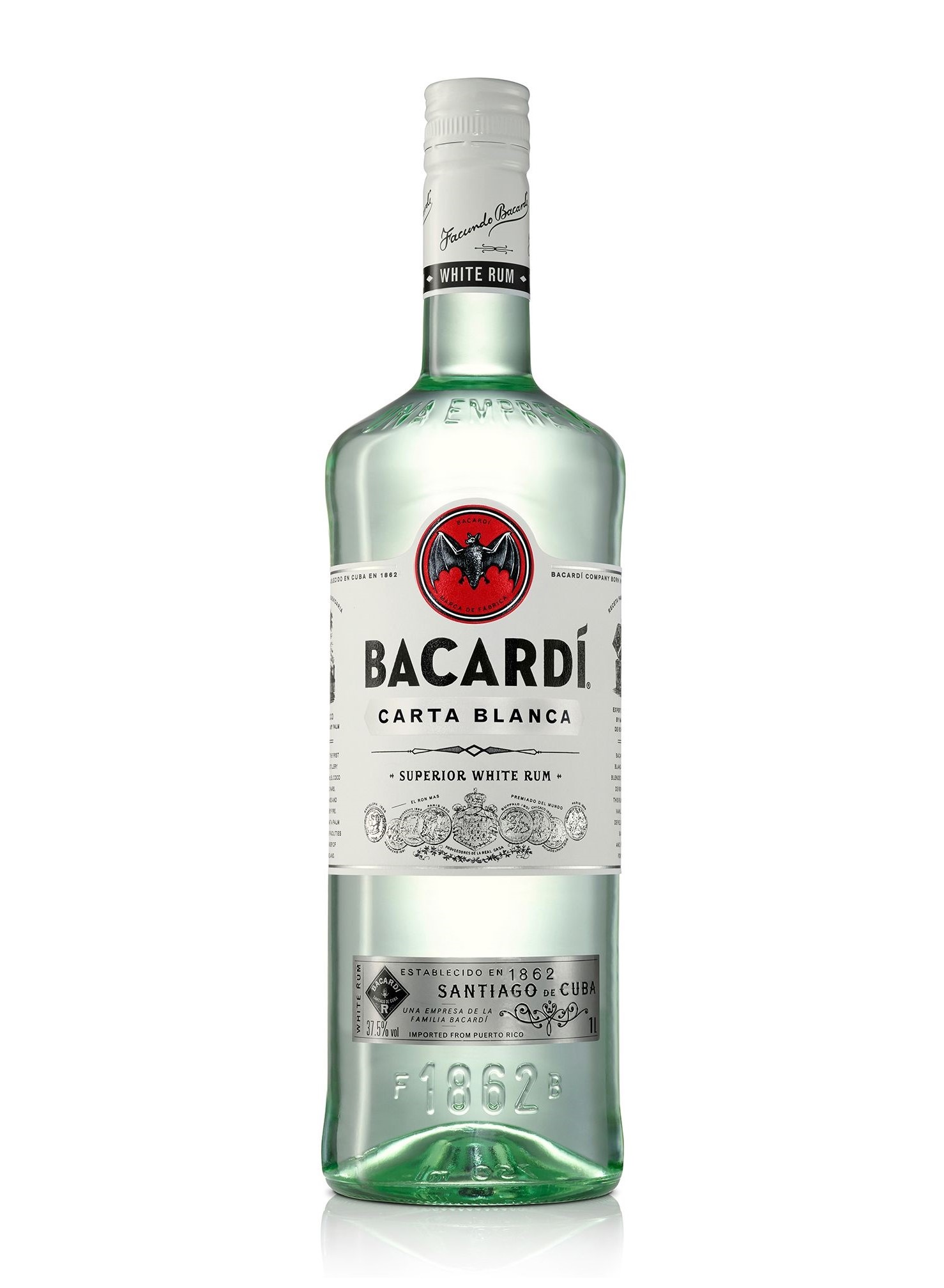 Bacardi Carta Blanca white rum 37.5% 1L