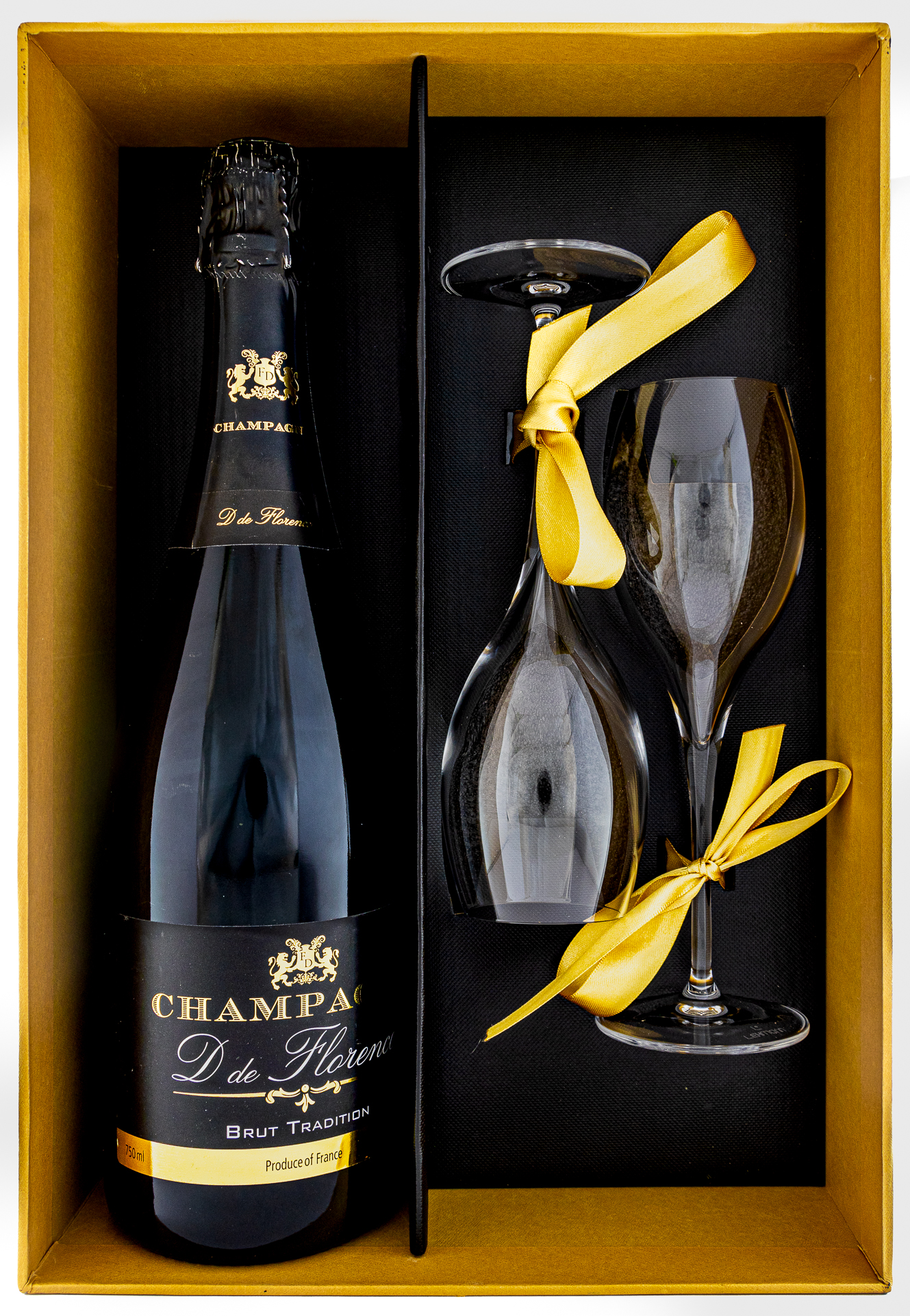 Champagne Box 1 fl. D de Florence + 2 glazen