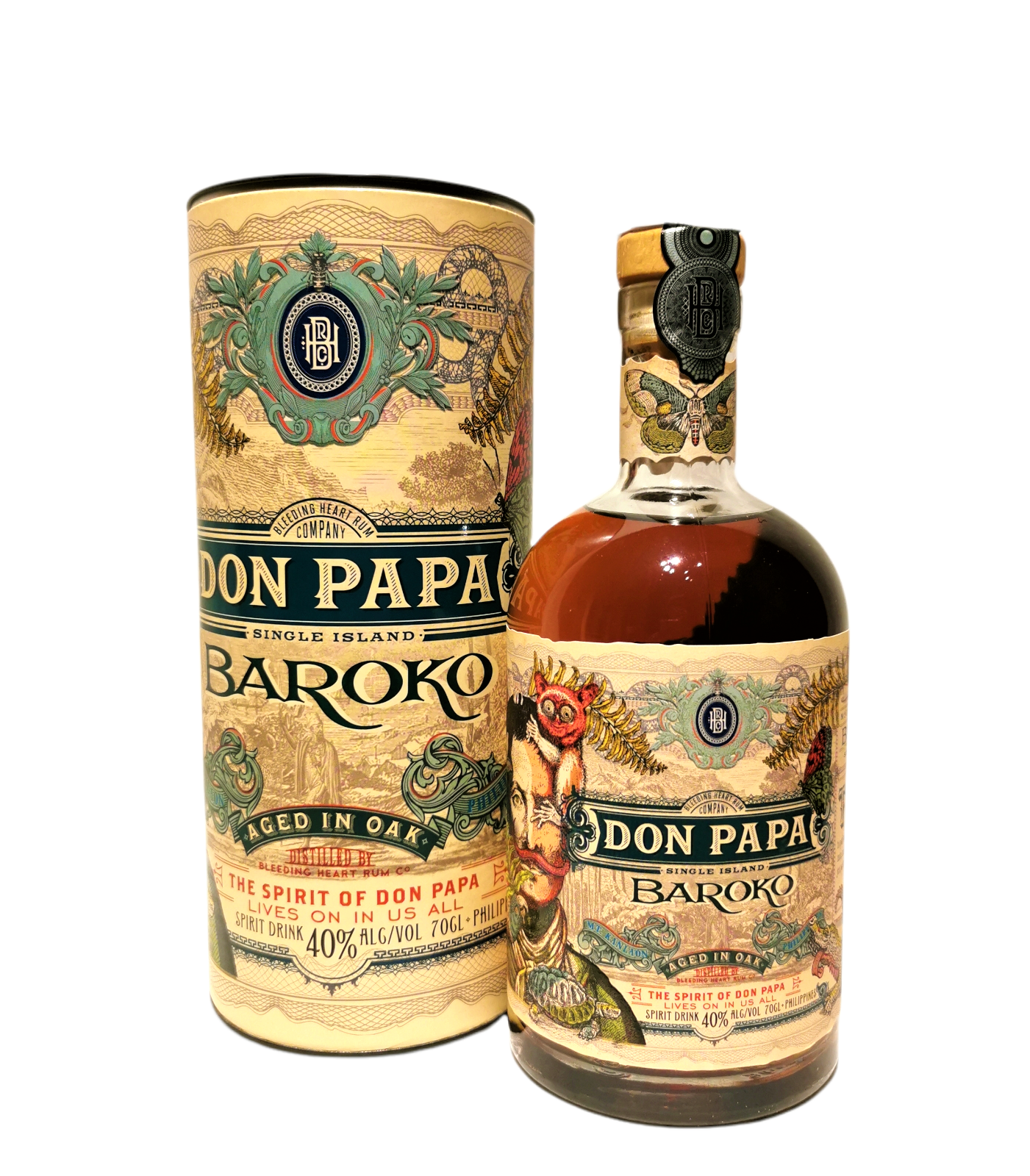 Don Papa Baroko Rum 40% 70cl + TUBE