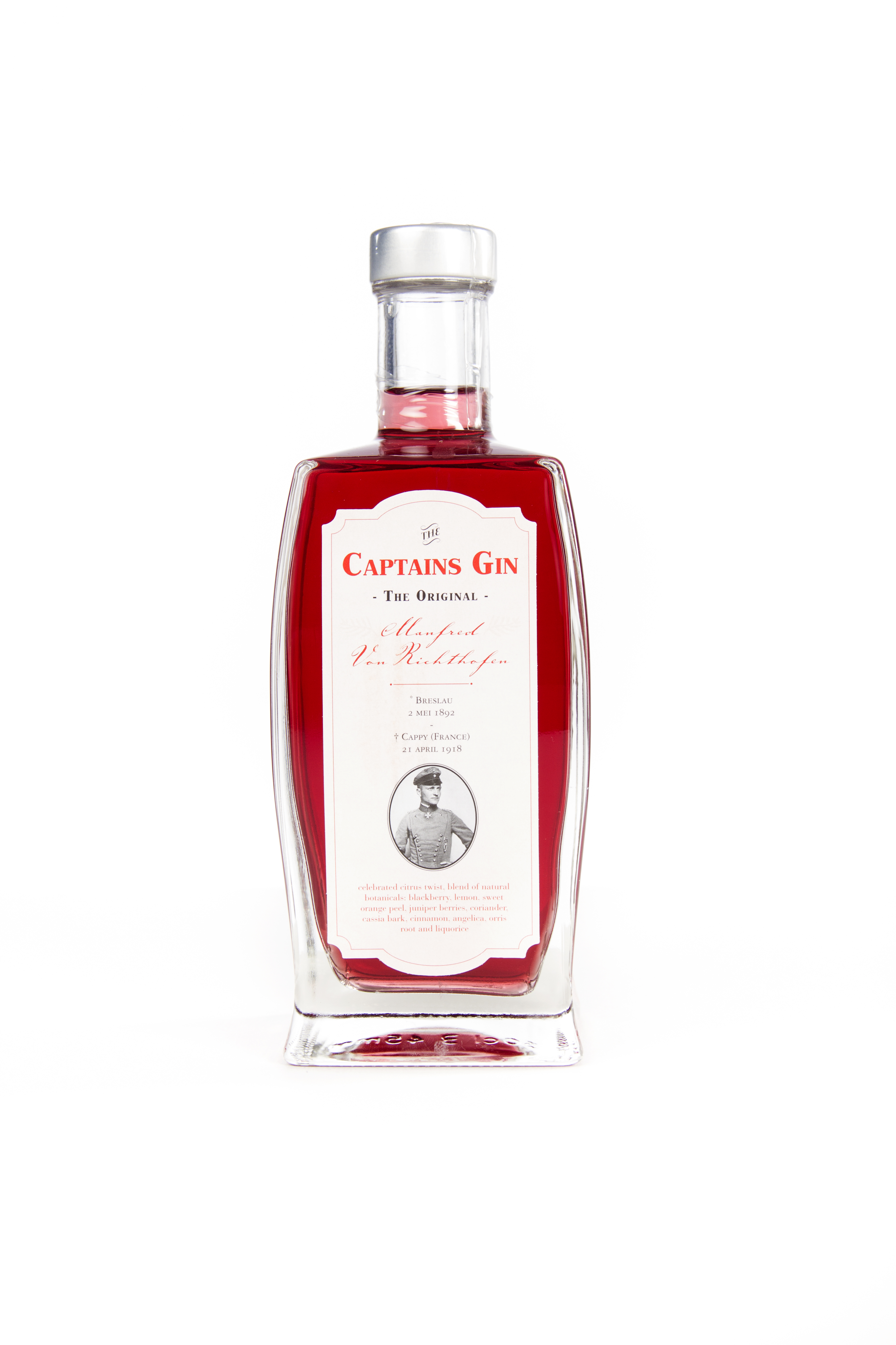 Captains gin 'THE ORIGINAL RED BARON' 43,7% 0.5L. 