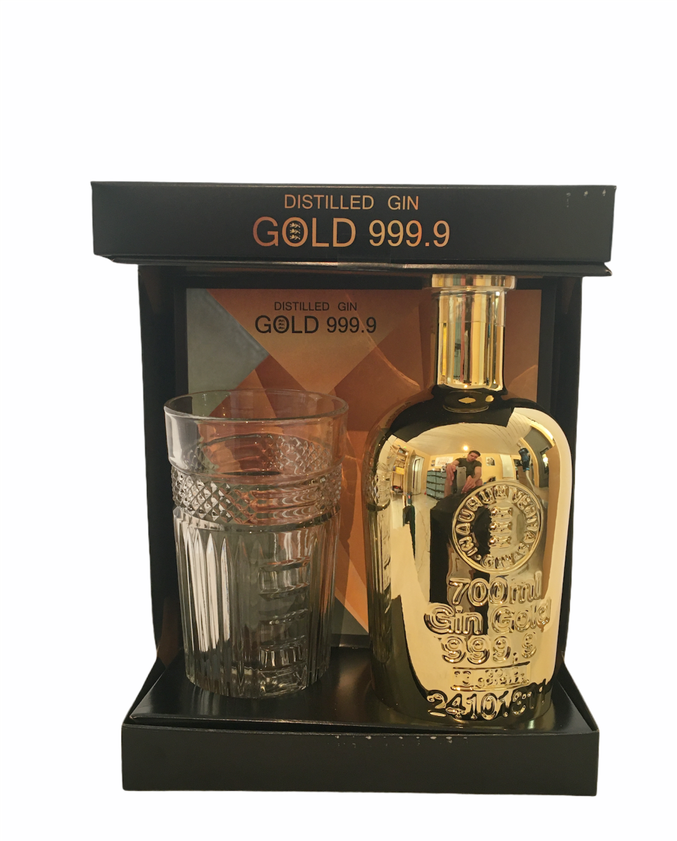 Gold Gin '999.9' 40%-70cl giftbox + glas