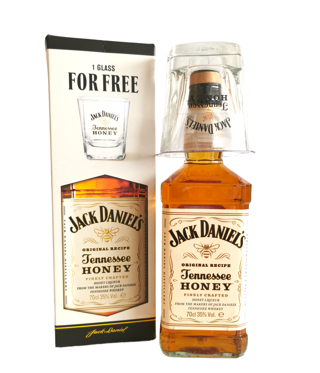 Jack Daniels Honey giftbox 35% 70cl in etui + glas