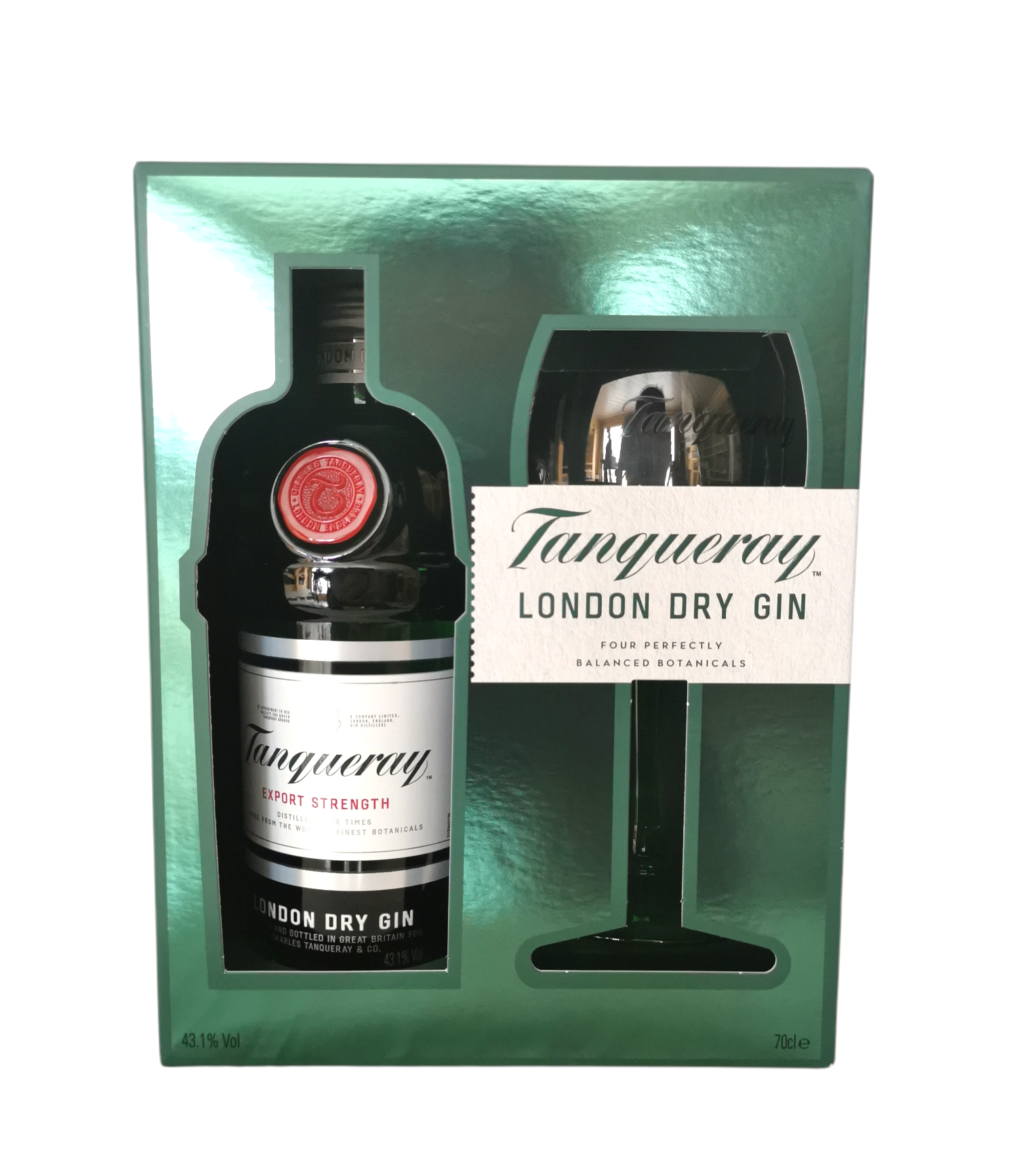 Tanqueray London Dry gin 43.1% 70cl giftpack + glas
