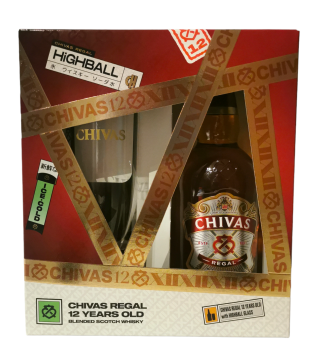 Chivas Regal 12 jaar Blended Scotch Whisky Giftbox + glas 40% 70cl